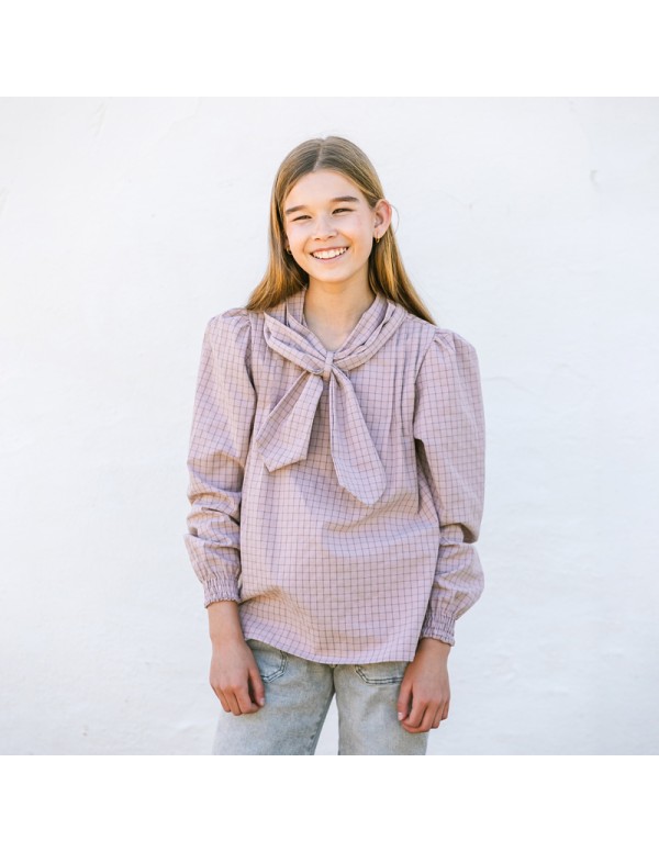 Blusa Lazo Cuadros Rosa Niña/Teen