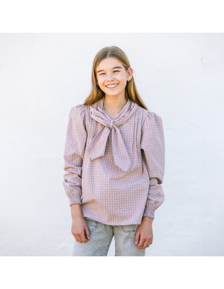Blusa Lazo Cuadros Rosa Niña/Teen
