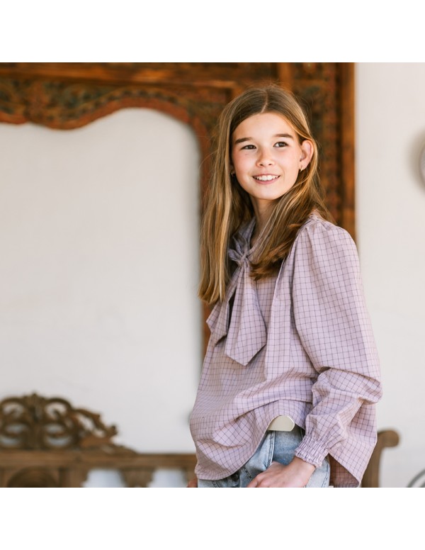 Blusa Lazo Cuadros Rosa Niña/Teen 2