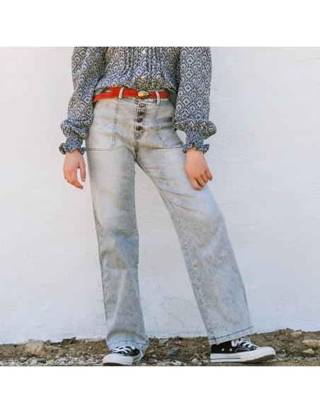 Vaquero Botones Gris Niña/Teen