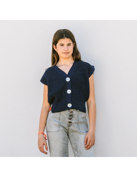 Chaleco Punto Azul Niña/Teen