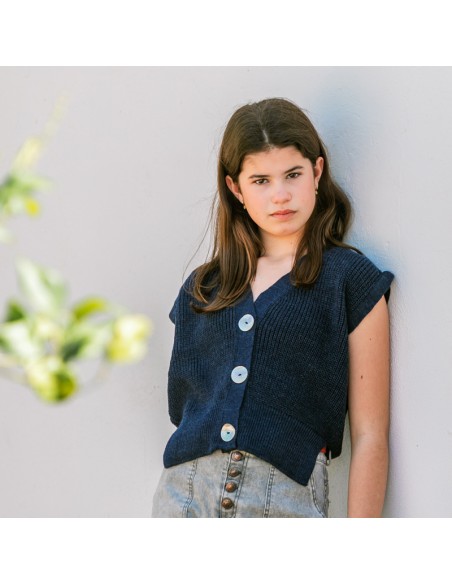 Chaleco Punto Azul Niña/Teen