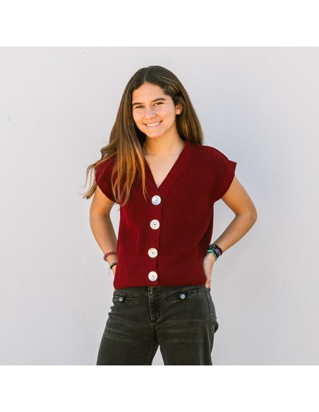 Chaleco Punto Burdeos Niña/Teen