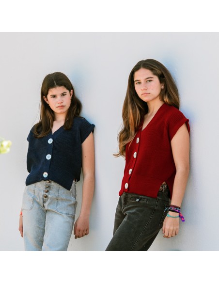 Chaleco Punto Burdeos Niña/Teen