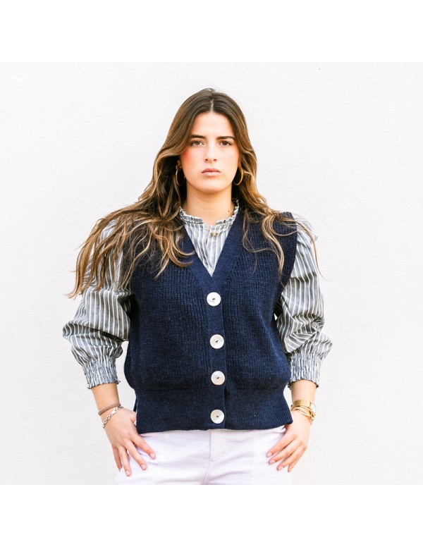 Chaleco Punto Azul Chica/Woman