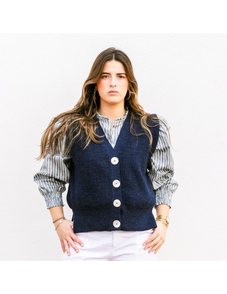 Chaleco Punto Azul Chica/Woman