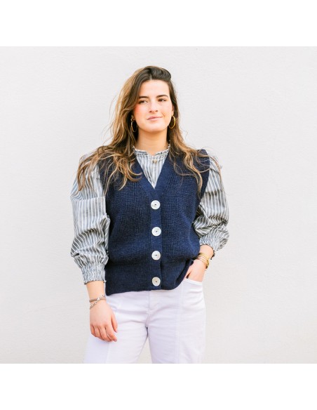 Chaleco Punto Azul Chica/Woman