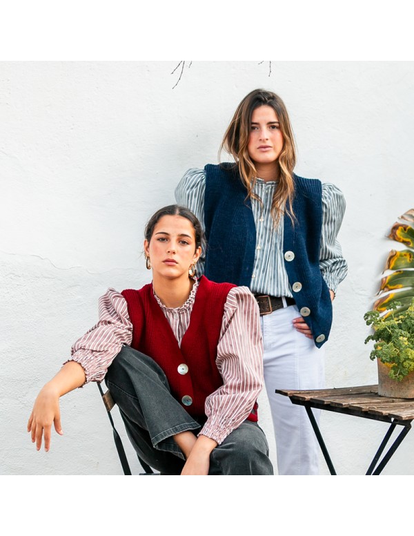 Chaleco Punto Azul Chica/Woman