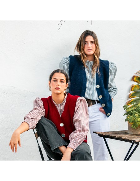 Chaleco Punto Burdeos Chica/Woman