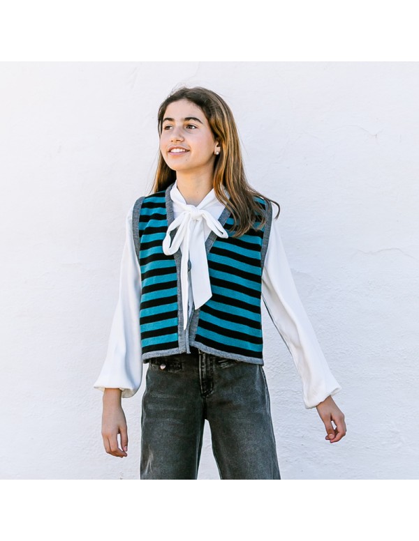 Chaleco Rayas Azul Niña/Teen