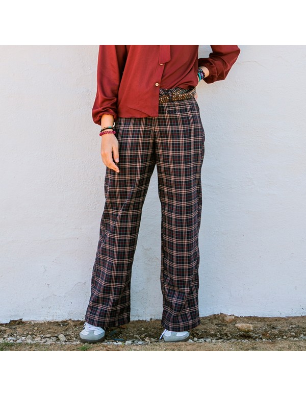 Pantalón Tartán Azul Chica/Woman