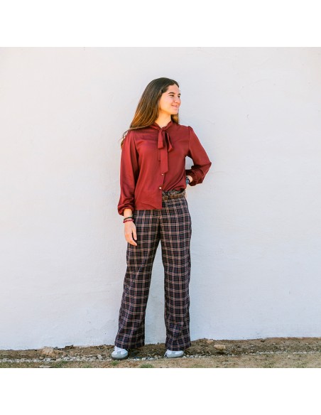 Pantalón Tartán Azul Chica/Woman