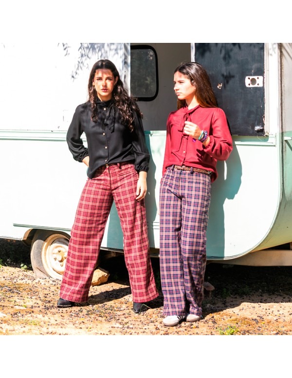 Pantalón Tartán Burdeos Chica/Woman