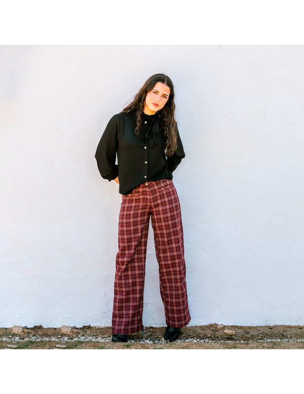 Pantalón Tartán Burdeos Chica/Woman