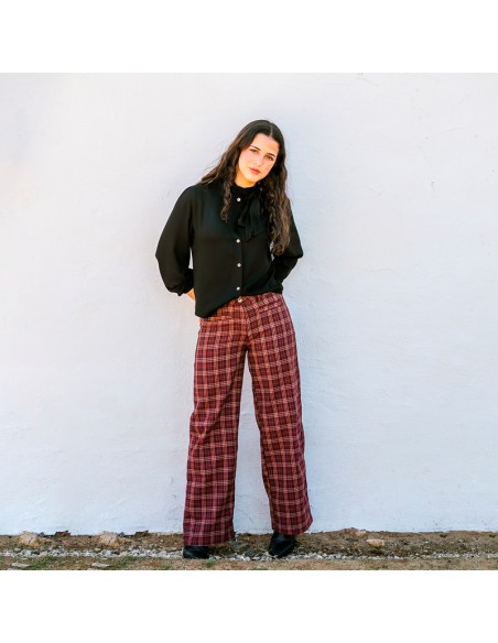 Pantalón Tartán Burdeos Chica/Woman