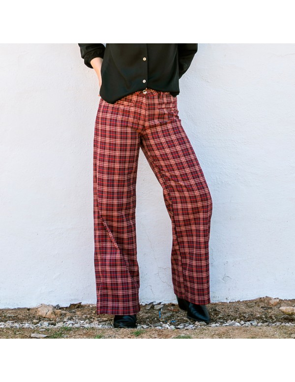 Pantalón Tartán Burdeos Chica/Woman 2