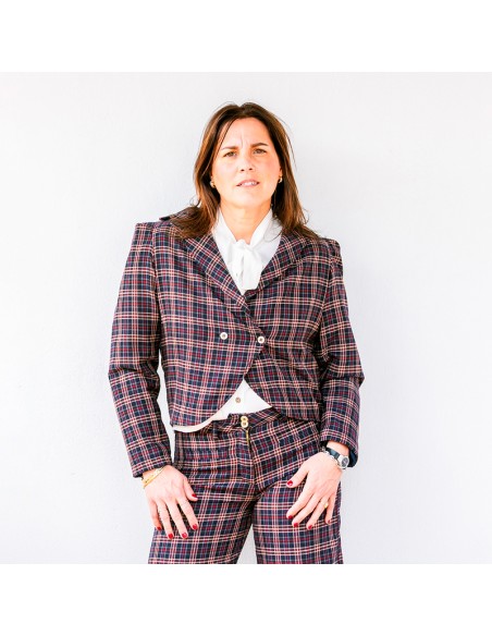 Blazer Cruzada Tartán Azul Chica/Woman