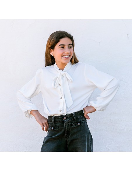 Blusa Lazo Viscosa Blanca Niña/Teen