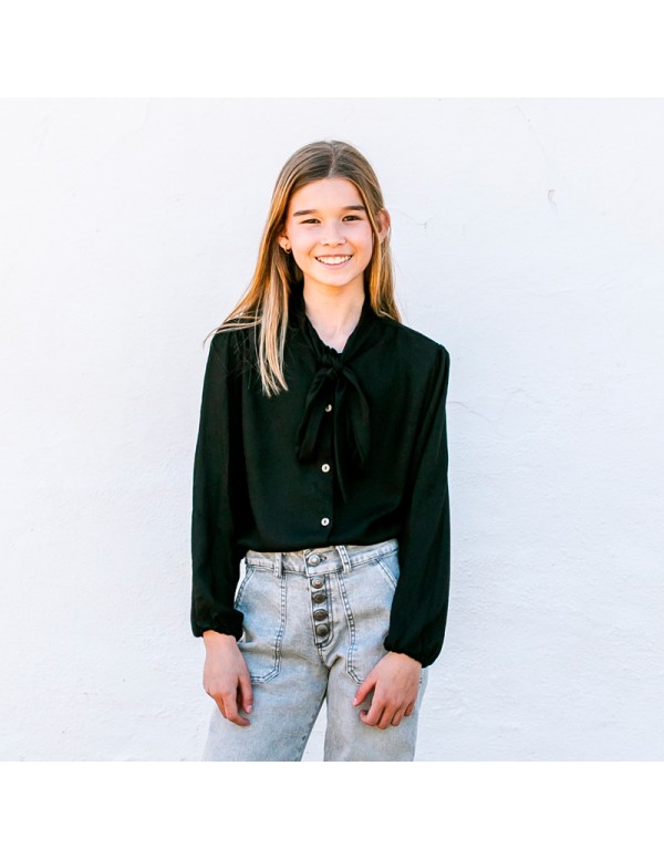 Blusa Lazo Viscosa Negra Niña/Teen