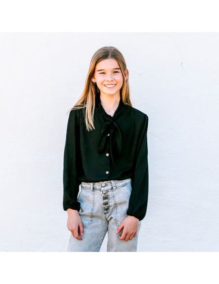 Blusa Lazo Viscosa Negra Niña/Teen