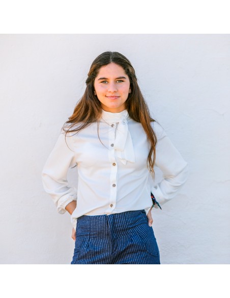 Blusa Lazo Viscosa Blanca Chica/Woman