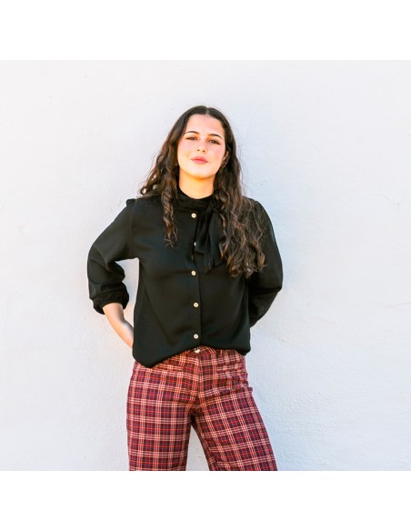 Blusa Lazo Viscosa Negra Chica/Woman