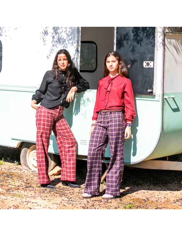 Blusa Lazo Viscosa Burdeos Chica/Woman 2