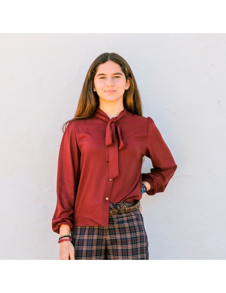Blusa Lazo Viscosa Burdeos Chica/Woman