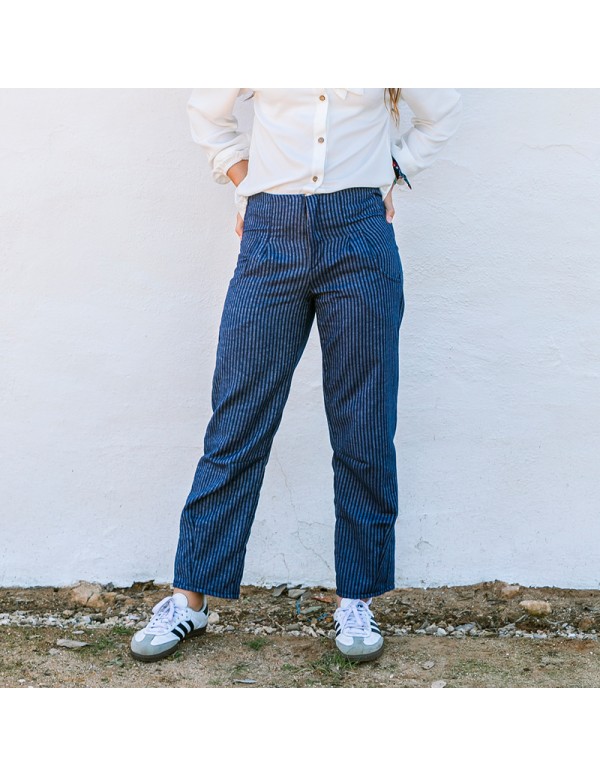 Pantalón Raya Diplomática Azul Chica/Woman