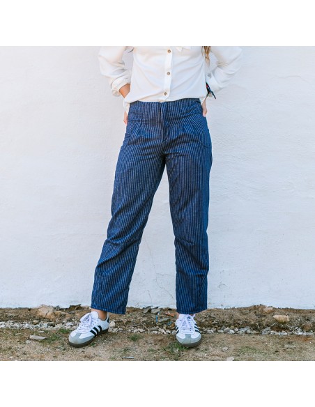 Pantalón Raya Diplomática Azul Chica/Woman