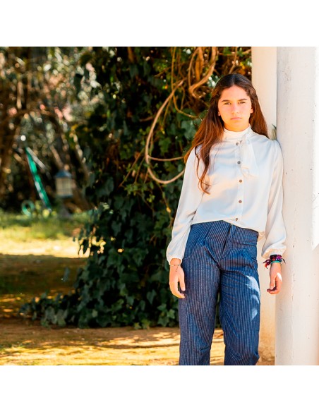 Pantalón Raya Diplomática Azul Chica/Woman