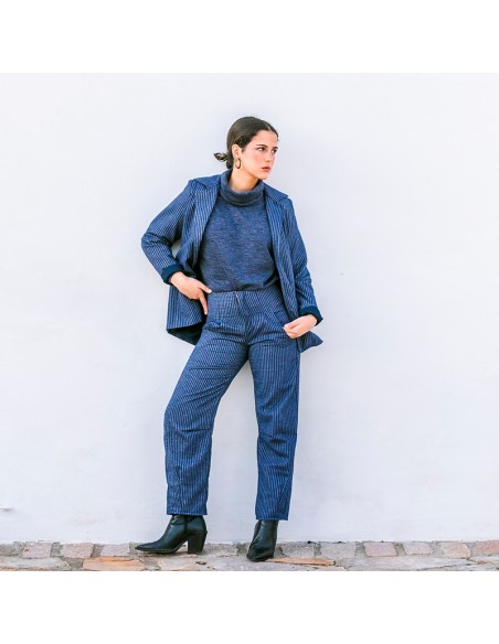 Pantalón Raya Diplomática Azul Chica/Woman