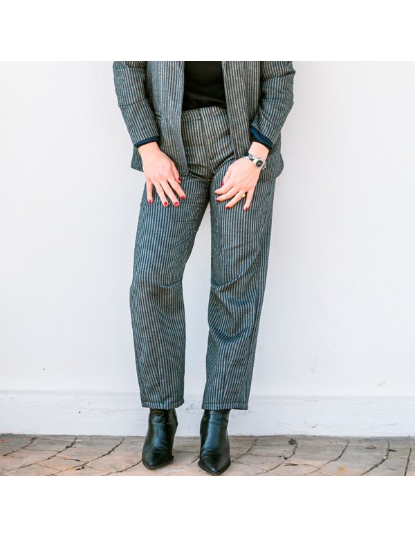Pantalón Raya Diplomática Gris Chica/Woman