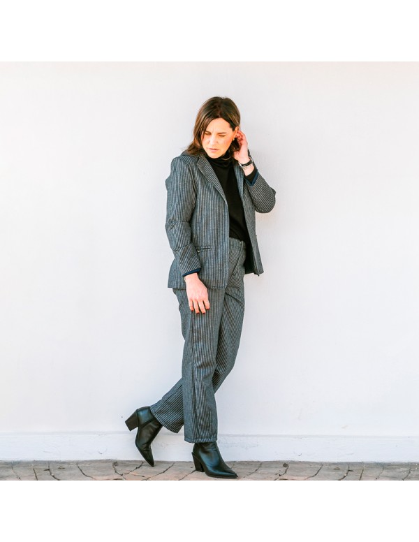 Pantalón Raya Diplomática Gris Chica/Woman