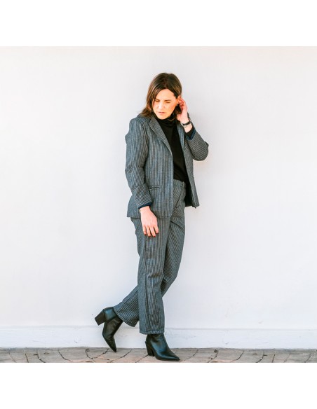 Pantalón Raya Diplomática Gris Chica/Woman