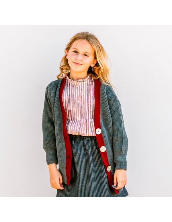 Chaqueta Gris/Burdeos Niña/Teen