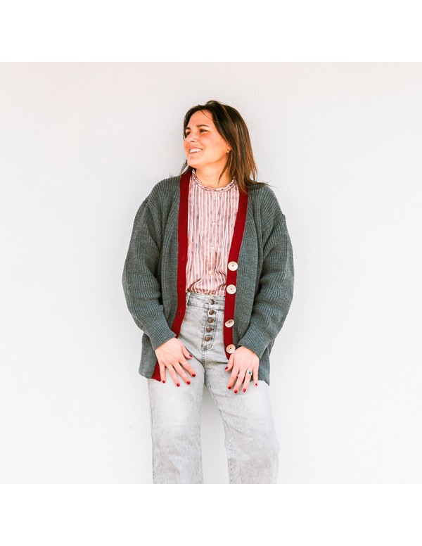 Chaqueta Gris/Burdeos Chica/Woman 2