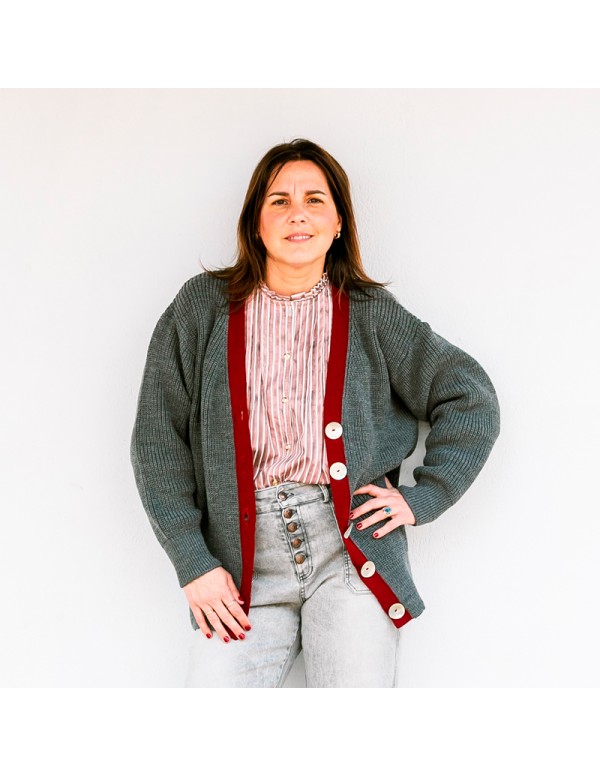 Chaqueta Gris/Burdeos Chica/Woman