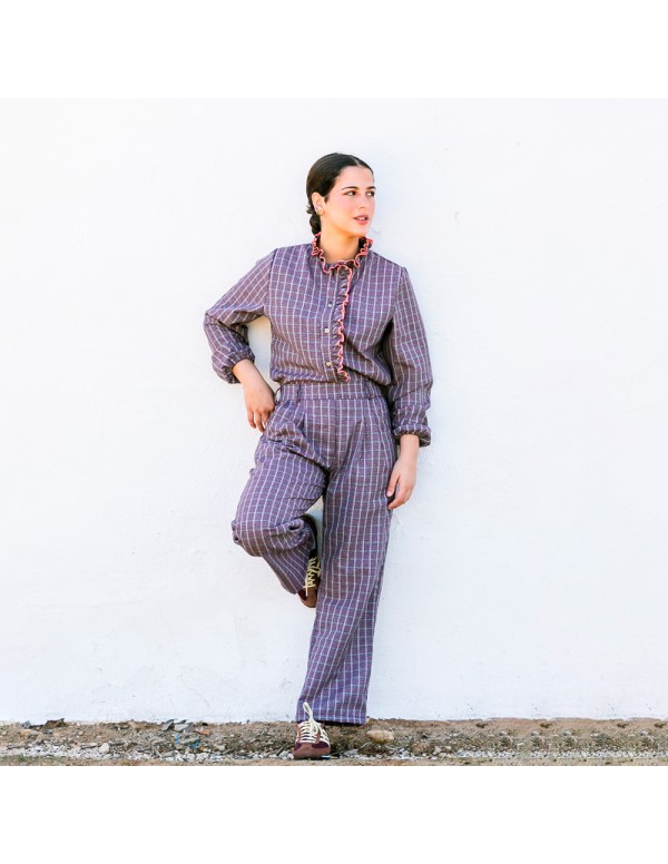 Pantalón Pinzas Burdeos Chica/Woman