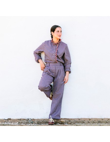 Pantalón Pinzas Burdeos Chica/Woman