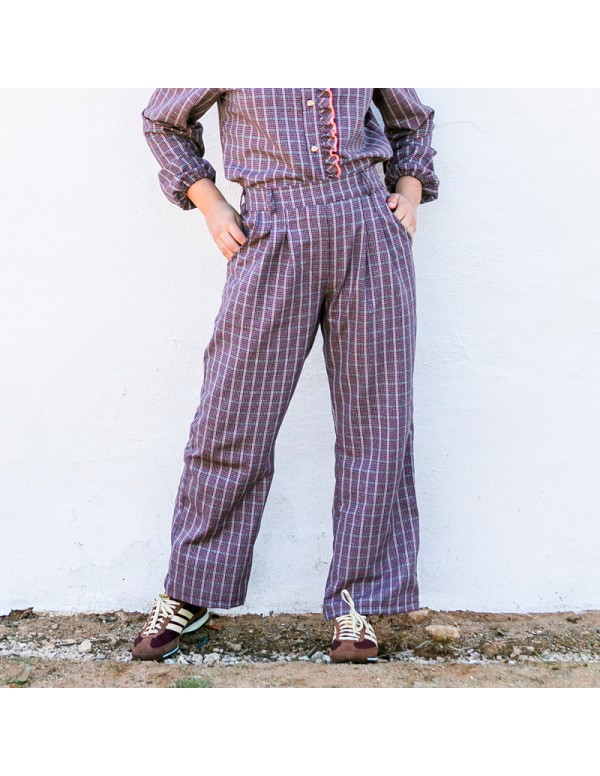 Pantalón Pinzas Burdeos Chica/Woman