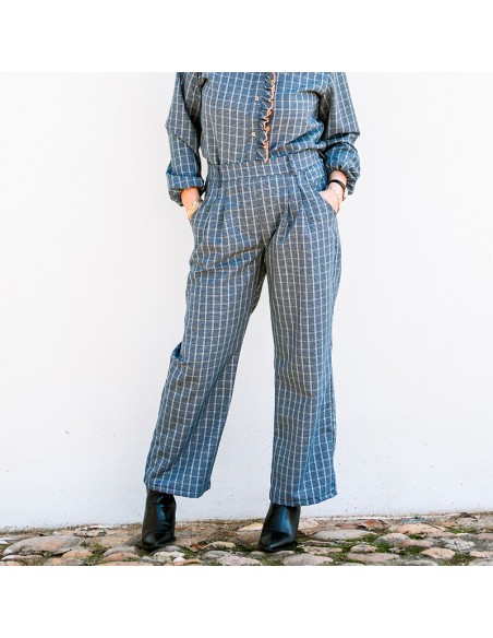 Pantalón Pinzas Azul Chica/Woman