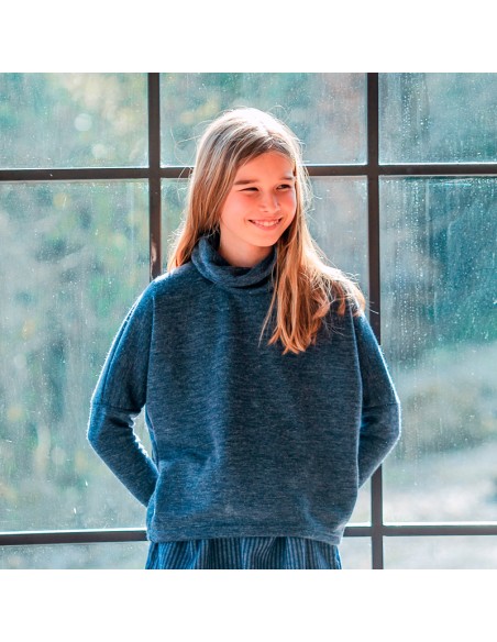 Jersey cuello vuelto azul niña/teen