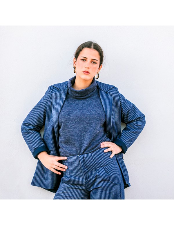 Jersey Cuello Vuelto Azul Chica/Woman
