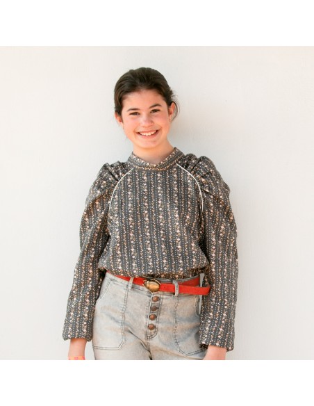 Blusa Abullonada Flores Niña/Teen