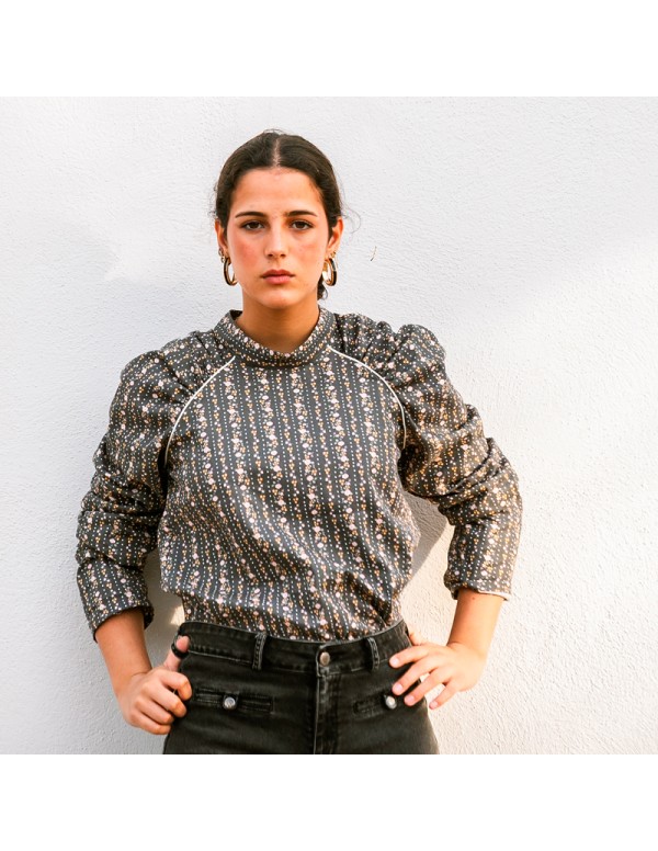 Blusa Abullonada Flores Chica/Woman