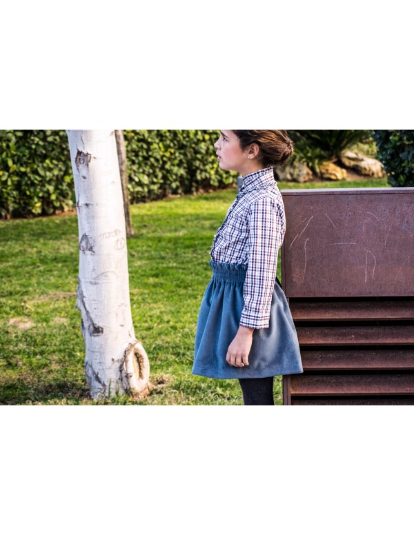 polera niña cuadros grises