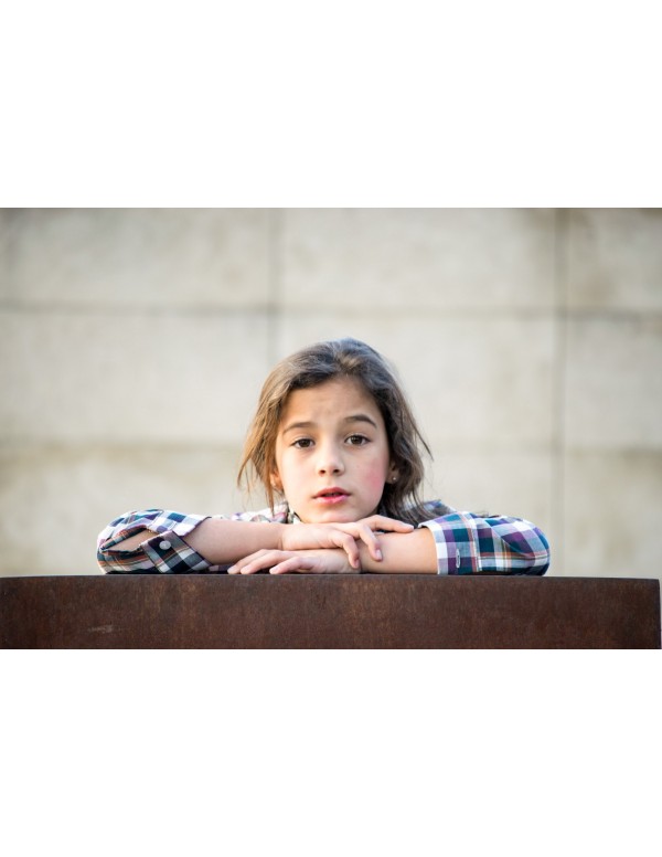 polera niña cuadros burdeos