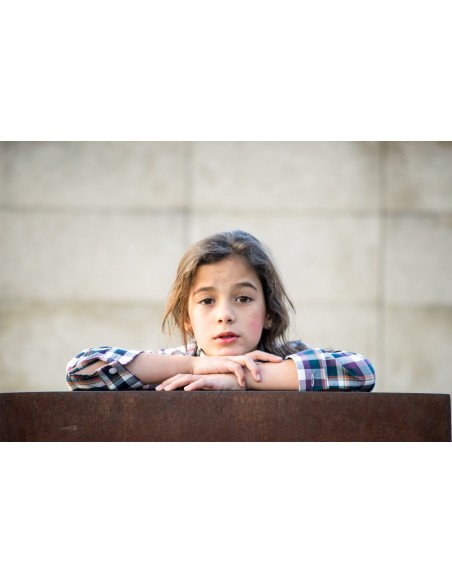 polera niña cuadros burdeos