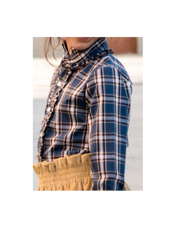 polera niña cuadros mostazas 2